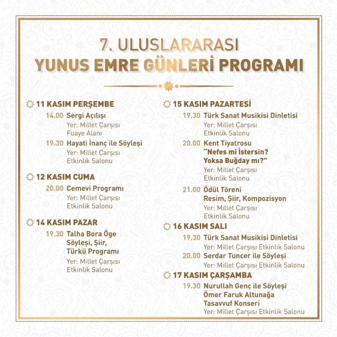 Manisa’da 7. Uluslararası Yunus Emre Günleri Başlıyor
