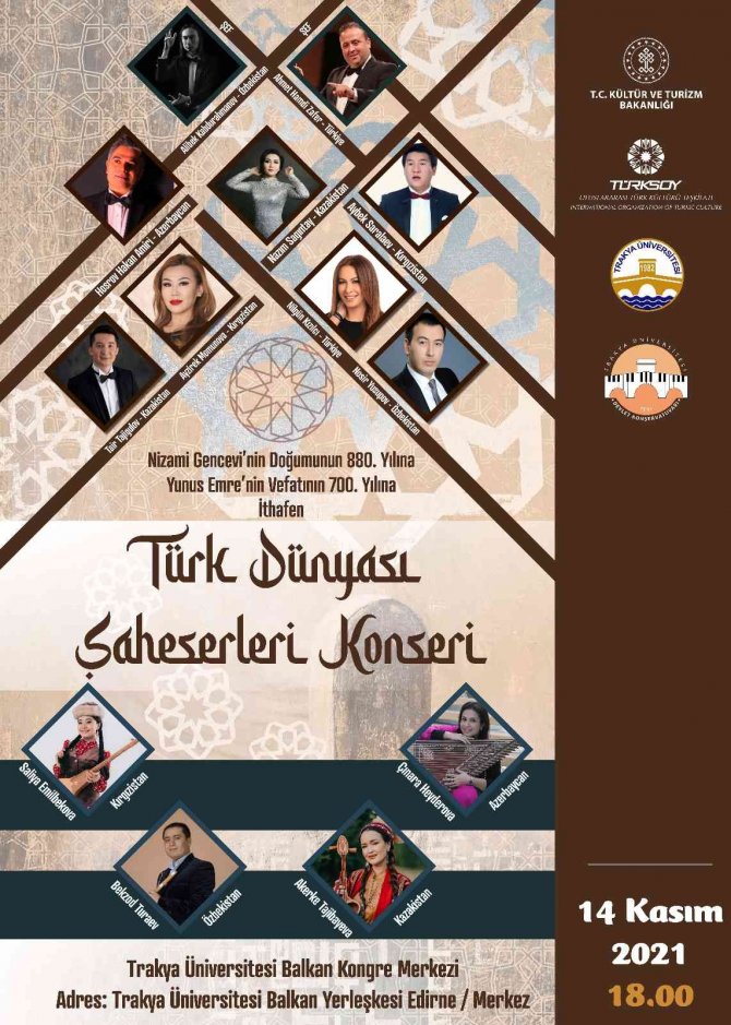 Yunus Emre Ve Nizami Gencevi, Edirne’de “Türk Dünyası Şaheserleri Konseri” İle Anılacak