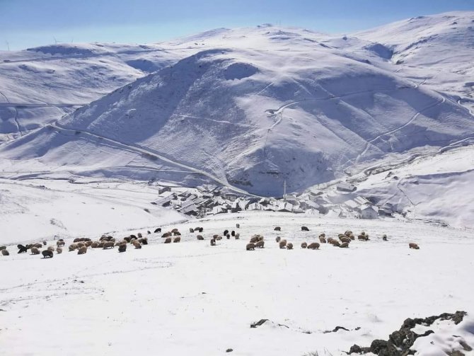 Bayburt - Trabzon Sınırındaki Köyler Kar Beyaz