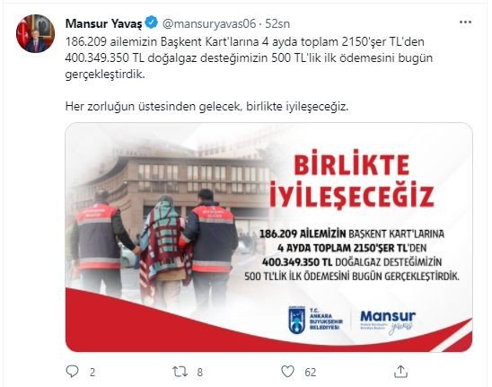 Sosyal Yardım Alan Ailelere İlk Doğalgaz Ödemesi Yatırıldı