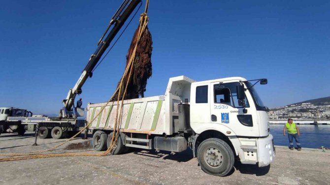 10 Ton Ağırlığındaki Hayalet Ağ Denizden Çıkarılıyor
