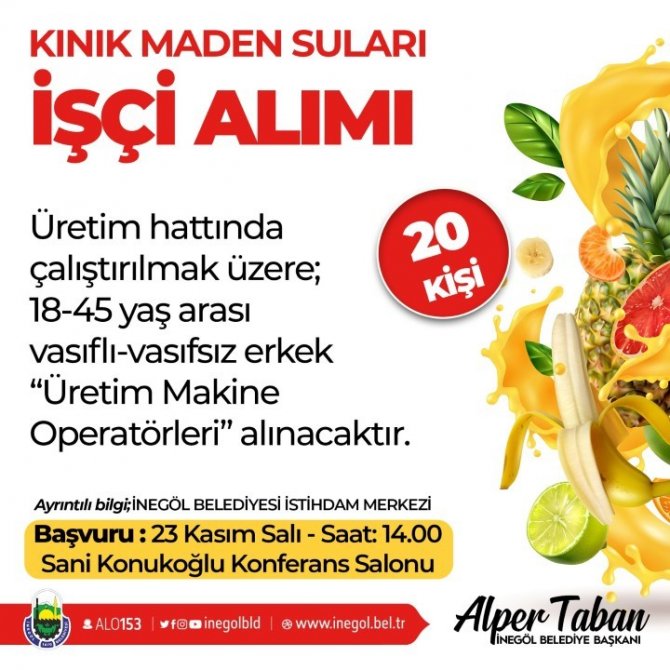 Kınık Maden Suları 20 Personel Alacak
