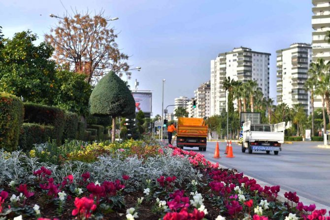 Mersin’de Cadde Ve Refüjler Mevsimlik Bitkilerle Bezeniyor