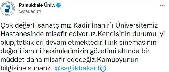 Kadir İ̇nanır’ın Sağlık Durumuyla İlgili İlk Açıklama