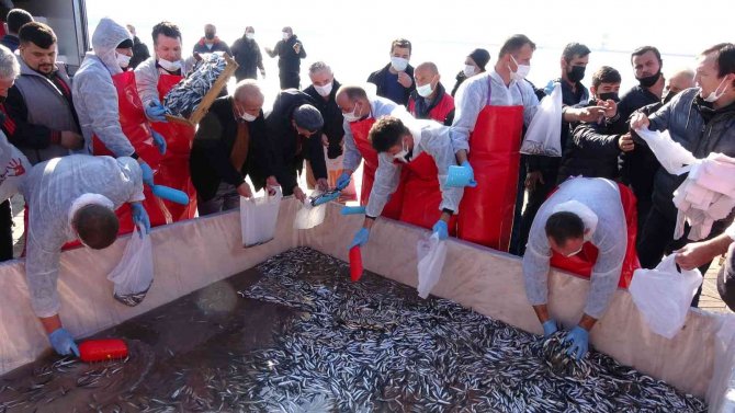 Binlerce Vatandaş Aynı Mangalda Hamsi Pişirdi