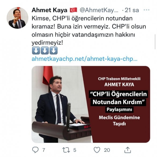Ak Partili Milletvekili Ayvazoğlu’ndan Chp Trabzon Milletvekili Kaya’ya 