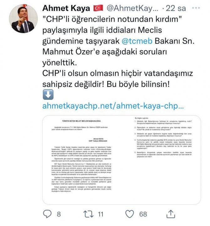 Ak Partili Milletvekili Ayvazoğlu’ndan Chp Trabzon Milletvekili Kaya’ya 