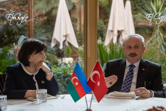 Tbmm Başkanı Şentop, Azerbaycan Meclis Başkanı Gafarova İle Görüştü