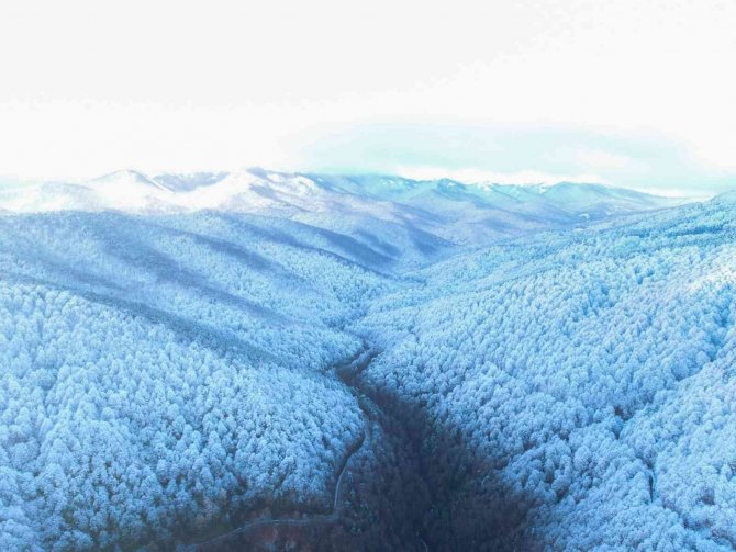 Bursa’nın Beyaz Örtüsü Havadan Görüntülendi