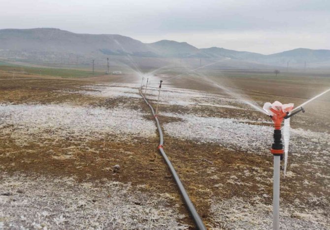 Mardin’de Sulanan Araziler Buz Tuttu