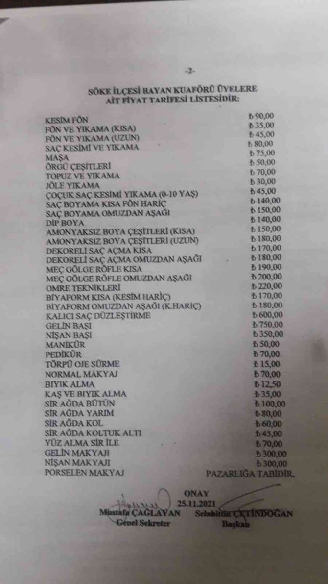 Söke’de Berber Ve Kuaför Ücretlerine Zam