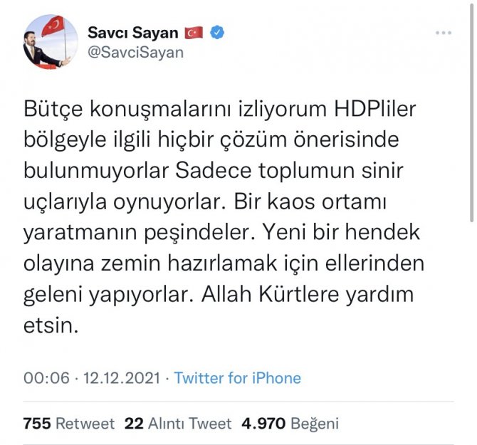 Başkan Sayan: “Hdp’liler Kaos Ortamı Oluşturmanın Peşinde”