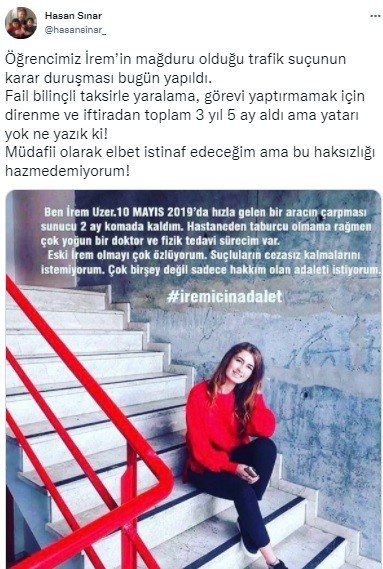Üniversiteli İ̇rem’e Çarpan Sanığın Davasında Karar