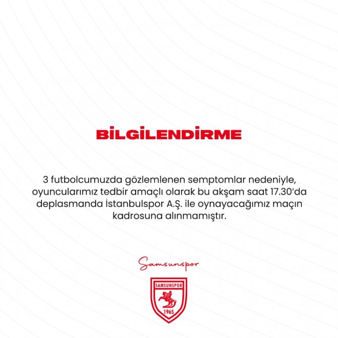 Samsunspor’da 3 Futbolcu Korona Oldu
