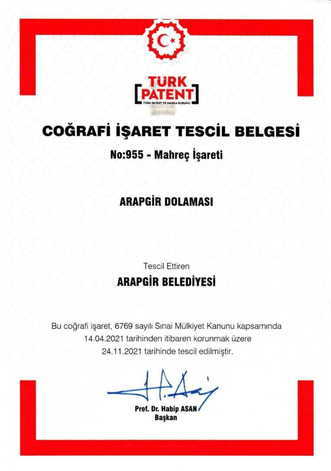 ’Arapgir Dolaması’ Coğrafi İ̇şaret Belgesi Aldı