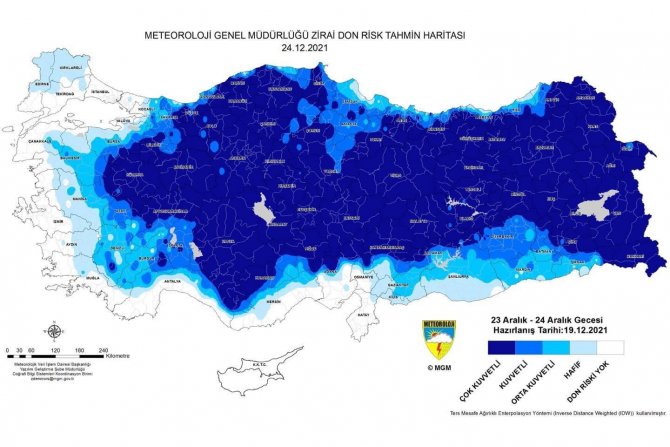 Düzce İçin Zirai Don Uyarısı