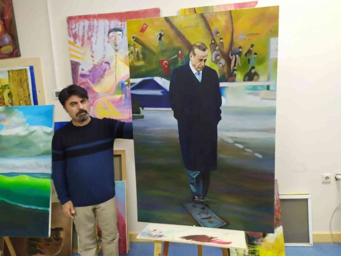 Suriyeli Ünlü Ressamdan Cumhurbaşkanına Anlamlı Tablo