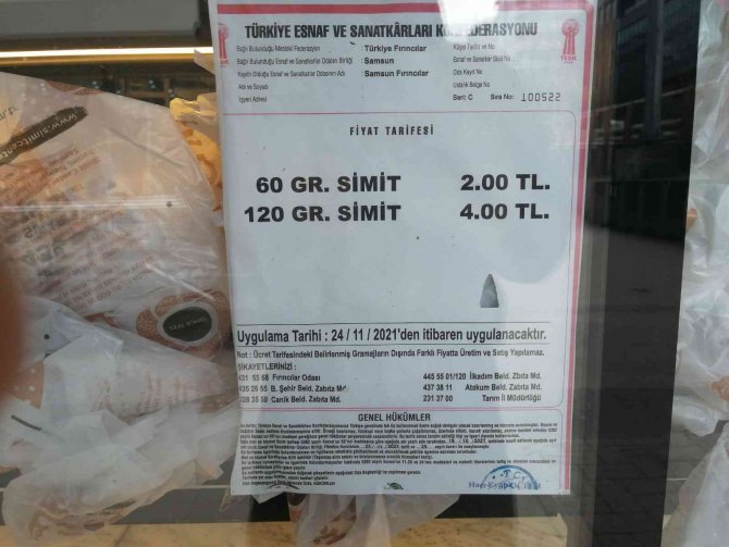 Samsun’da Simit Zammında Geri Adım