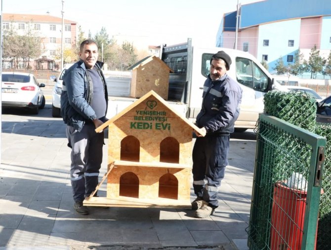 Yenişehir Belediyesi Atık Malzemelerden Sokak Hayvanların İçin Yuva Yaptı