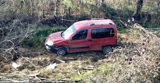 Hafif Ticari Araç Şarampole Devrildi: 4 Yaralı