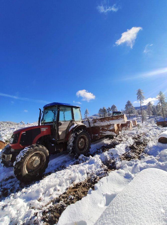 Orman Müdürlüğü Yoğun Kar Altında Nakliyatlara Devam Ediyor