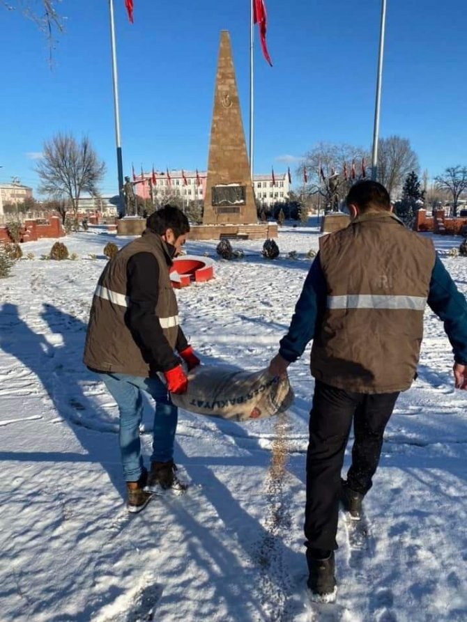 Kar Yağışı Sonrası Yaban Hayatı İçin Doğaya Yem Bırakıldı
