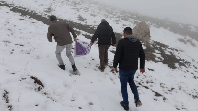 Elazığ’da Yaban Hayvanları İçin Doğaya Yem Bırakıldı