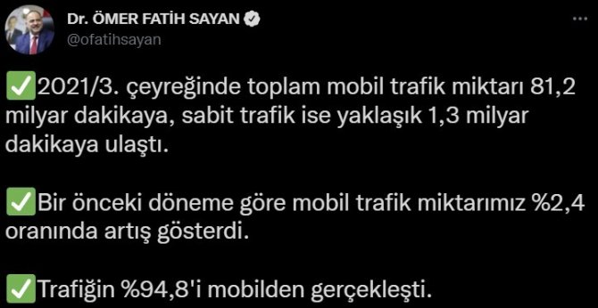 Bakan Yardımcısı Sayan: “Elektronik Haberleşme Sektörü Büyümeye Devam Ediyor”