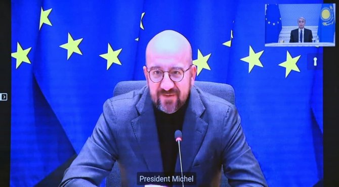Kazakistan Cumhurbaşkanı Tokayev İle Avrupa Konseyi Başkanı Michel Görüştü