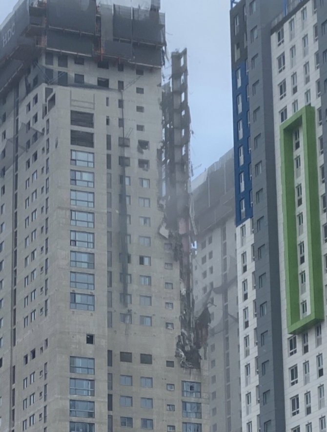 Güney Kore’de İnşaat Halindeki Binanın Bir Kısmı Çöktü: 1 Yaralı, 6 Kayıp