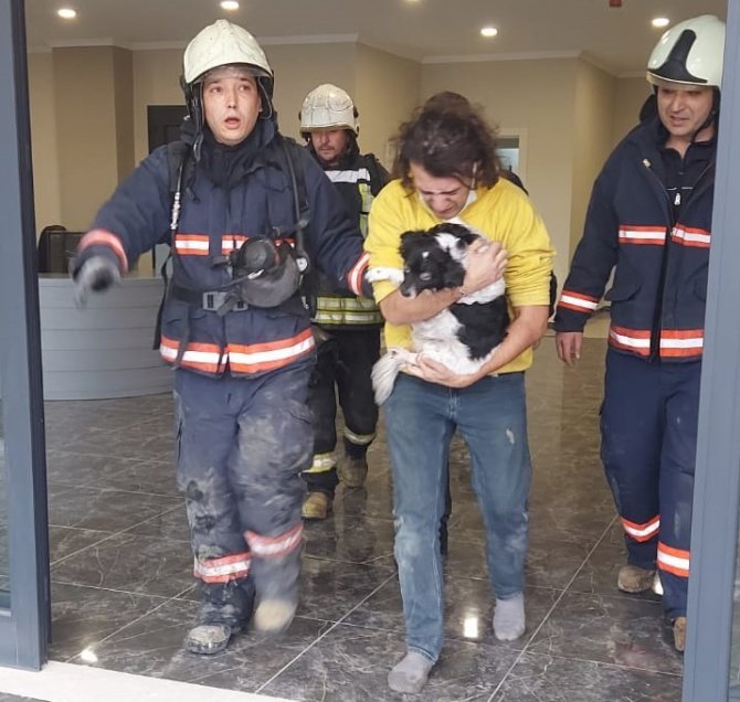Yangında Ayrı Düşen Köpek Ve Sahibini İtfaiye Kavuşturdu