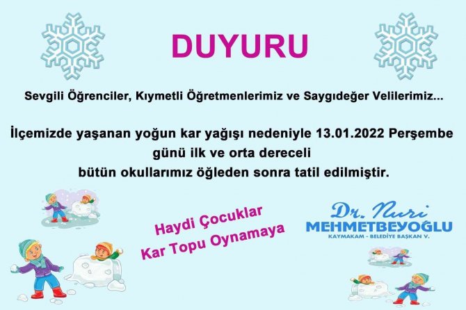 Erciş’te Kar Tatili