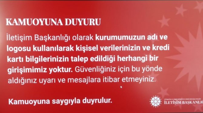 Cumhurbaşkanlığı İ̇letişim Başkanlığı’ndan Dolandırıcılara Karşı Uyarı