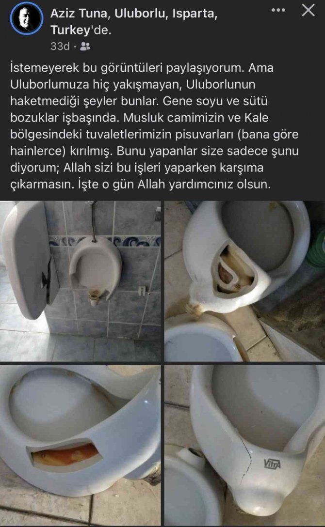 Cami Ve Belediyeye Ait Tuvaletlerin Pisuvarları Kırıldı