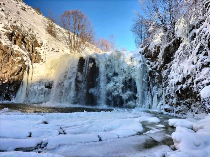 Ordu’da Şelale Buz Tuttu
