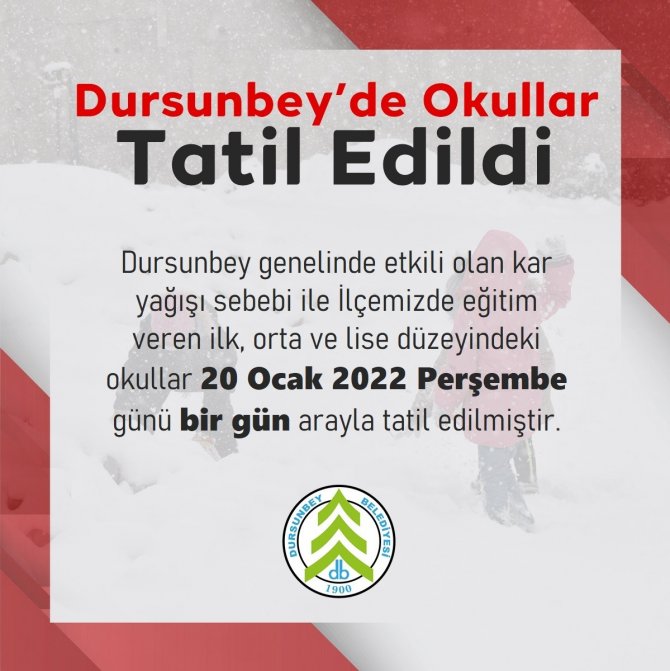 Dursunbey’de Okullar Tatil Edildi