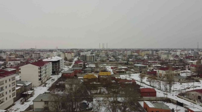 Karın Yağmasıyla Beyaza Bürünen Iğdır Havadan Görüntülendi