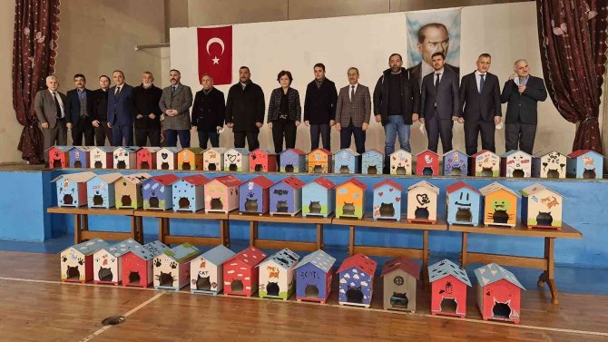 Öğrenciler Okullardan Çıkan Atık Malzemelerle Kedi Evleri Yaptı