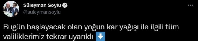 Bakan Soylu: “Kar Yağışı İle İlgili Tüm Valiliklerimiz Tekrar Uyarıldı”