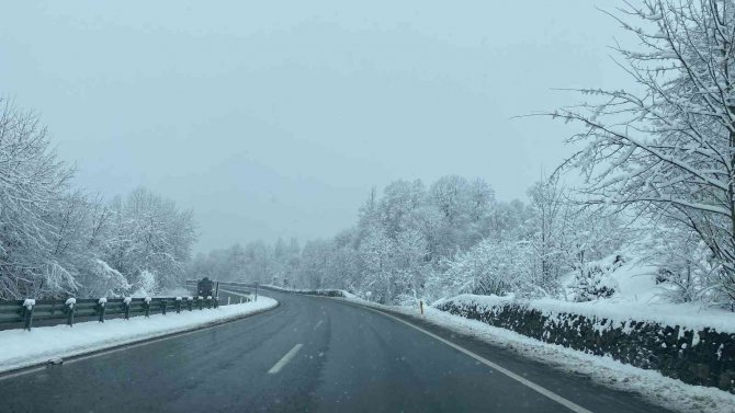 Zonguldak’ta Buzlanan Yolda Sis Görüş Mesafesini Düşürdü