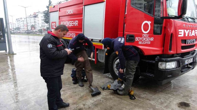 İ̇tfaiye, Dereye Düşen Cep Telefonunu Bulmak İçin Buz Gibi Suya Girdi