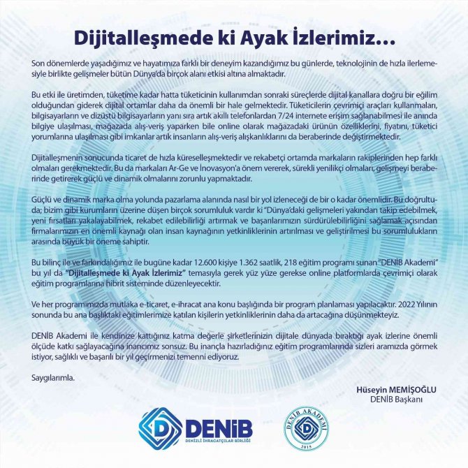 Deni̇b Akademi’nin 2022 Yılı Teması ’Dijitalleşmedeki Ayak İ̇zlerimiz’ Oldu