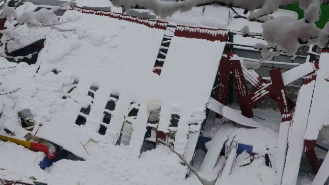 Bingöl’de Kar Kütlesine Dayanamayan Çatı Çöktü
