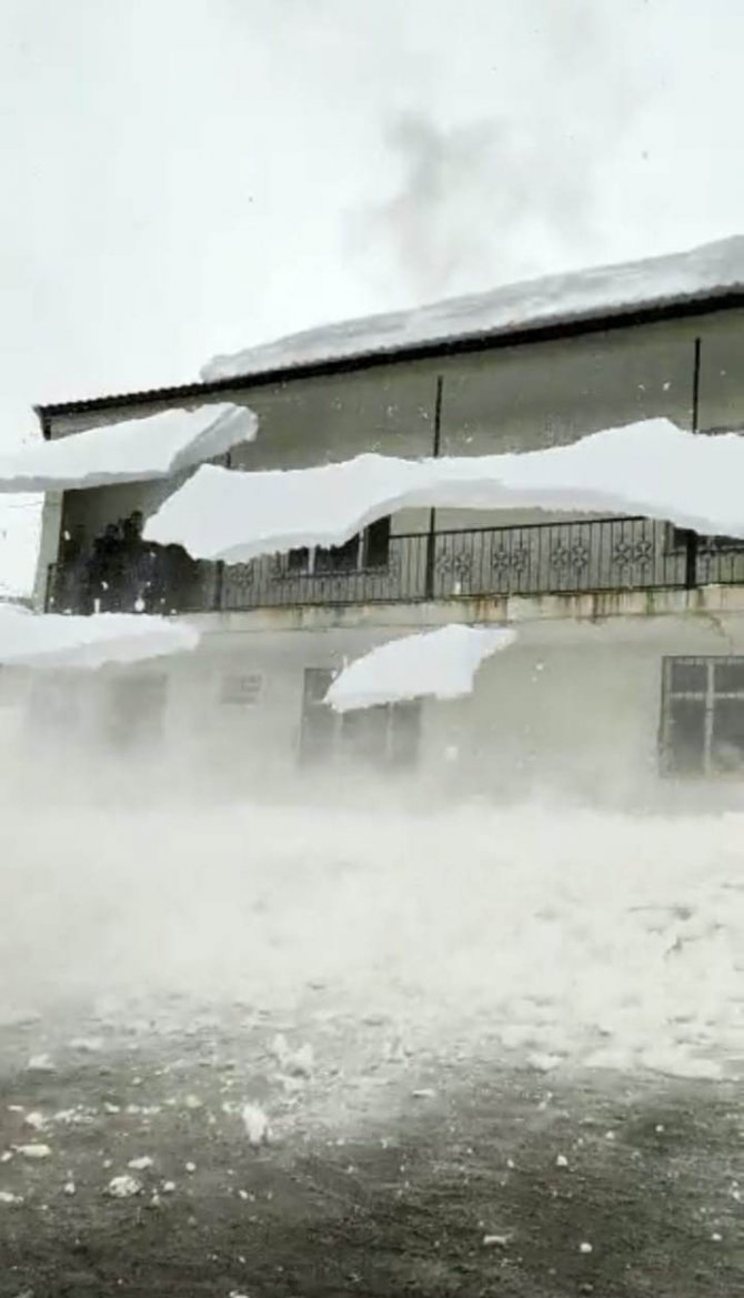 Bitlis’te Çatıdan Düşen Kar Kütleleri Korkuttu