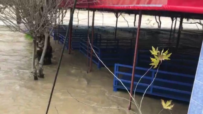 Aşırı Yağış Köprüçayı Irmağı’nı Taşırdı, Irmak Kenarındaki Restoran Su Altında Kaldı