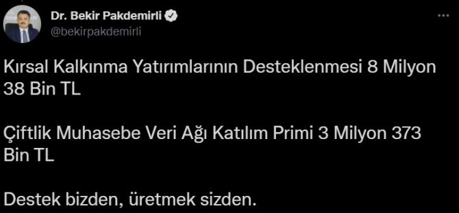 Pakdemirli, 629 Milyon Liralık Tarım Destek Ödemelerini Çiftçilerin Hesaplarına Aktarmaya Başladıklarını Duyurdu