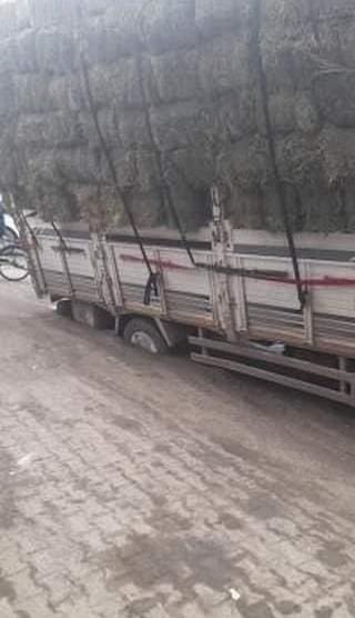 Yol Çöktü, Ot Yüklü Kamyon Çukura Saplandı