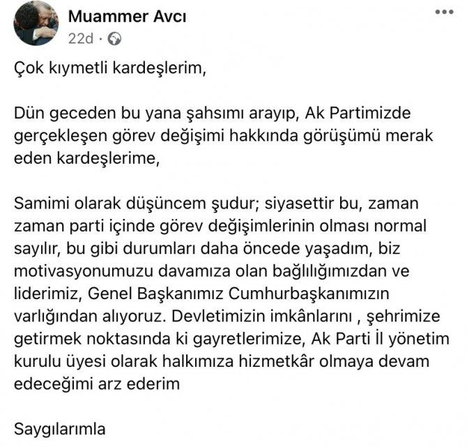 Zonguldak Ak Parti İl Sekreteri Görevden Alındı