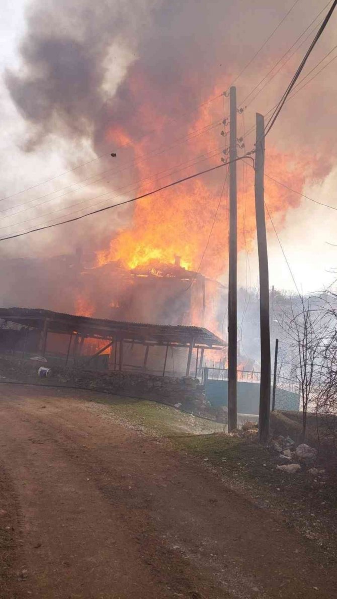 Kastamonu’da Altında Ahır Bulunan Ahşap Ev Yandı, 3 Büyükbaş Hayvan Telef Oldu