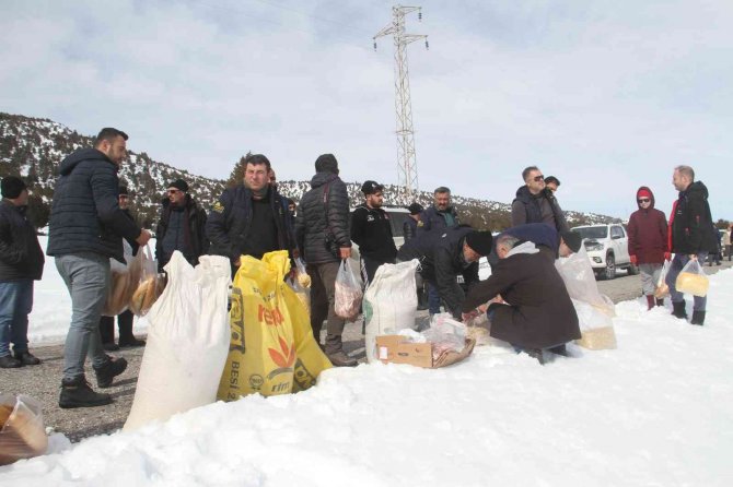 Konya’da Ağır Kış Şartlarında Doğadaki Hayvanlar Unutulmadı